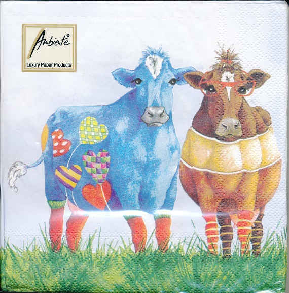 Serviette AMBIENTE (33 x 33 cm) - Painted cows