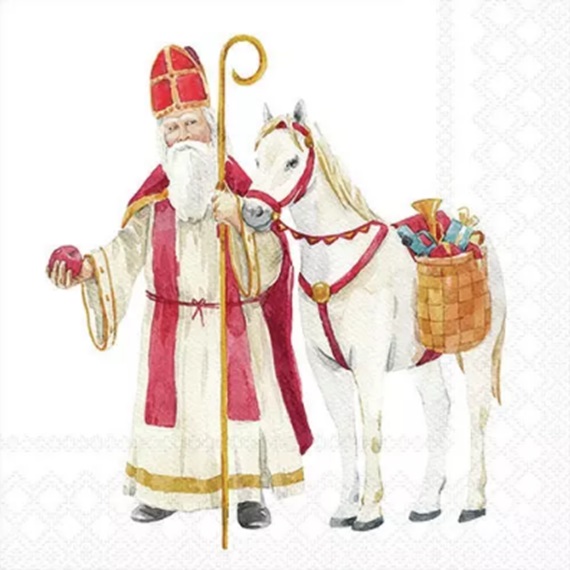 Serviette AMBIENTE (33 x 33 cm) - St-Nicolas and horse