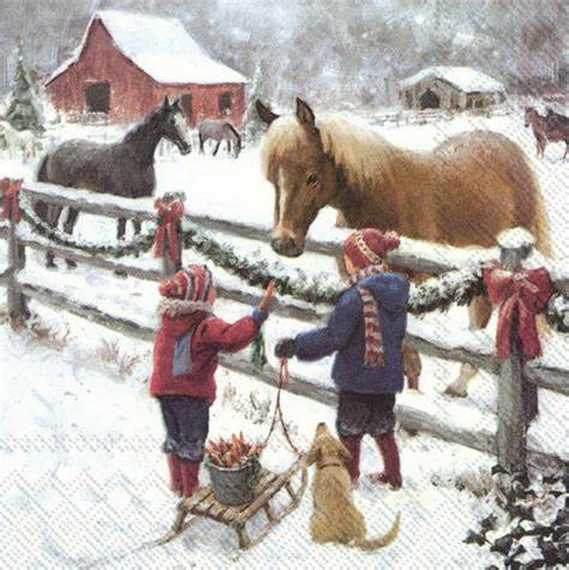 Serviette IHR (25 x 25 cm) - Winter Horse - Cliquez sur l'image pour la fermer