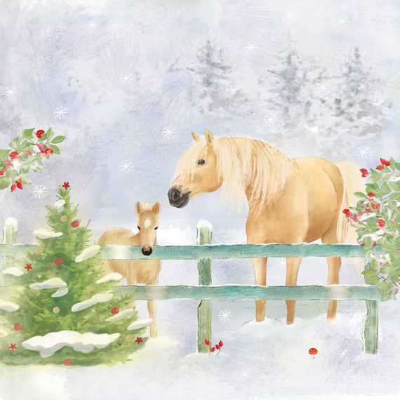 Serviette PPD (33 x 33 cm) - Christmas Horses - Cliquez sur l'image pour la fermer